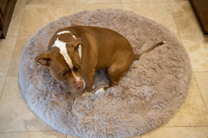 Dog Bed Cover Round - Tan Faux