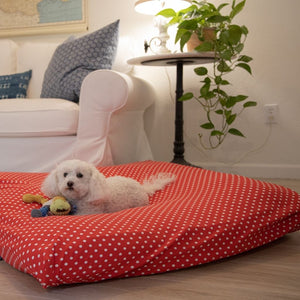 Dog Bed Cover Square - Red Polka - (NEW)