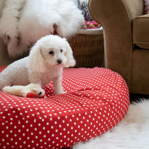 Dog Bed Cover Round - Red Polka (NEW)