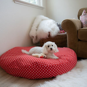 Dog Bed Cover Round - Red Polka (NEW)